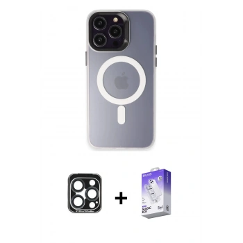 MARSİLYAN™- iPhone 15 Pro Max Kılıf Kozmos Çizgi Prime - Siyah Bilvis 5in1 3D Magic Cam Ekran Koruyucu + PVD Metal Kamera Lens - LT