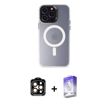 MARSİLYAN™- iPhone 15 Pro Max Kılıf Kozmos Çizgi Prime - Siyah Bilvis 5in1 3D Magic Cam Ekran Koruyucu + PVD Metal Kamera Lens - TU