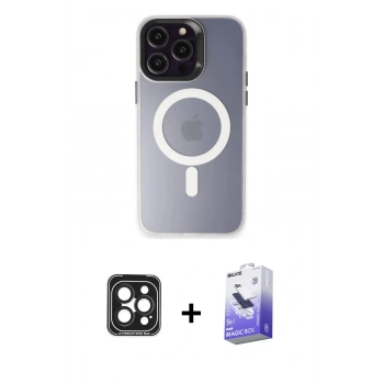 MARSİLYAN™- iPhone 15 Pro Max Kılıf Kozmos Çizgi Prime - Siyah Bilvis 5in1 5D Magic Hayalet Cam Ekran Koruyucu + PVD Metal Kamera Lens - SH