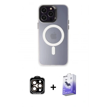 MARSİLYAN™- iPhone 15 Pro Max Kılıf Kozmos Çizgi Prime - Siyah Bilvis 5in1 5D Magic Hayalet Cam Ekran Koruyucu + PVD Metal Kamera Lens - TU
