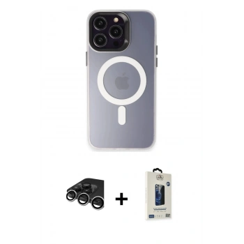MARSİLYAN™- iPhone 15 Pro Max Kılıf Kozmos Çizgi Prime - Siyah Bilvis Hayalet Cam Ekran Koruyucu + Raze Metal Kamera Lens - GS