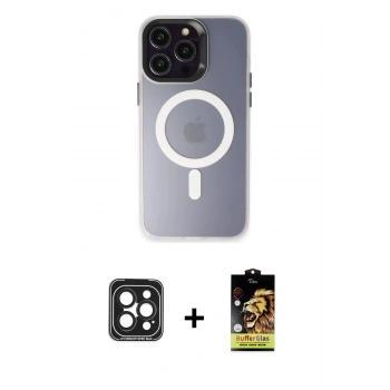 MARSİLYAN™- iPhone 15 Pro Max Kılıf Kozmos Çizgi Prime - Siyah Buffer Cam Ekran Koruyucu + PVD Metal Kamera Lens - SH