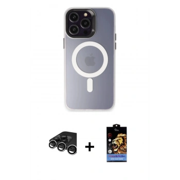 MARSİLYAN™- iPhone 15 Pro Max Kılıf Kozmos Çizgi Prime - Siyah Buffer Hayalet Cam Ekran Koruyucu + Raze Metal Kamera Lens - GS