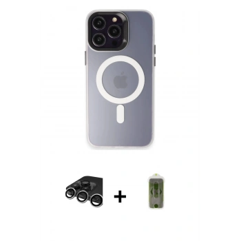 MARSİLYAN™- iPhone 15 Pro Max Kılıf Kozmos Çizgi Prime - Siyah Joko Magic 5D Hayalet Cam + Raze Metal Kamera Lens - GS