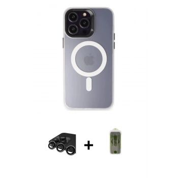 MARSİLYAN™- iPhone 15 Pro Max Kılıf Kozmos Çizgi Prime - Siyah Joko Magic 5D Hayalet Cam + Raze Metal Kamera Lens - TMGI
