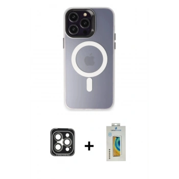 MARSİLYAN™- iPhone 15 Pro Max Kılıf Kozmos Çizgi Prime - Siyah Polymer Nano Ekran Koruyucu + PVD Metal Kamera Lens - GI