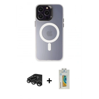 MARSİLYAN™- iPhone 15 Pro Max Kılıf Kozmos Çizgi Prime - Siyah Polymer Nano Ekran Koruyucu + Raze Metal Kamera Lens - TMGI