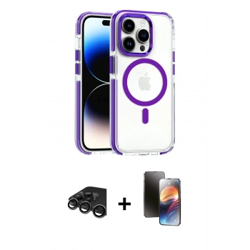 MARSİLYAN™- iPhone 15 Pro Max Kılıf Kozmos Doku Koleksiyonu - Siyah 3D Antistatik Mat Seramik Nano Ekran Koruyucu + Raze Metal Kamera Lens - TMGI