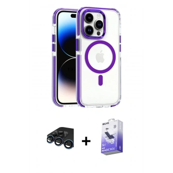 MARSİLYAN™- iPhone 15 Pro Max Kılıf Kozmos Doku Koleksiyonu - Siyah Bilvis 5in1 5D Magic Hayalet Cam Ekran Koruyucu + Raze Metal Kamera Lens - LT