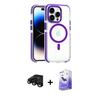 MARSİLYAN™- iPhone 15 Pro Max Kılıf Kozmos Doku Koleksiyonu - Siyah Bilvis 5in1 5D Magic Hayalet Cam Ekran Koruyucu + Raze Metal Kamera Lens - SH