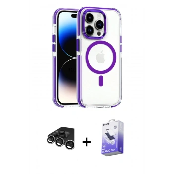 MARSİLYAN™- iPhone 15 Pro Max Kılıf Kozmos Doku Koleksiyonu - Siyah Bilvis 5in1 5D Magic Hayalet Cam Ekran Koruyucu + Raze Metal Kamera Lens - GS