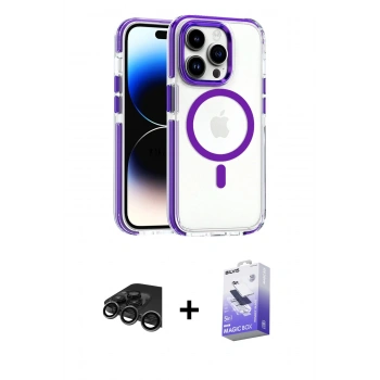 MARSİLYAN™- iPhone 15 Pro Max Kılıf Kozmos Doku Koleksiyonu - Siyah Bilvis 5in1 5D Magic Hayalet Cam Ekran Koruyucu + Raze Metal Kamera Lens - TMGI