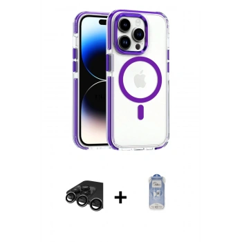 MARSİLYAN™- iPhone 15 Pro Max Kılıf Kozmos Doku Koleksiyonu - Siyah Joko Magic 5D Cam + Raze Metal Kamera Lens - TMGI