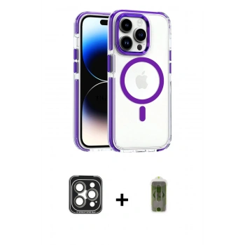 MARSİLYAN™- iPhone 15 Pro Max Kılıf Kozmos Doku Koleksiyonu - Siyah Joko Magic 5D Hayalet Cam + PVD Metal Kamera Lens - GI