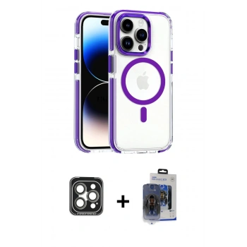 MARSİLYAN™- iPhone 15 Pro Max Kılıf Kozmos Doku Koleksiyonu - Siyah Vanessa Magic Cam + PVD Metal Kamera Lens - GI