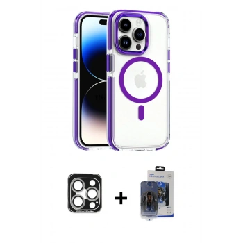 MARSİLYAN™- iPhone 15 Pro Max Kılıf Kozmos Doku Koleksiyonu - Siyah Vanessa Magic Cam + PVD Metal Kamera Lens - GS