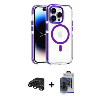 MARSİLYAN™- iPhone 15 Pro Max Kılıf Kozmos Doku Koleksiyonu - Siyah Vanessa Magic Cam + Raze Metal Kamera Lens - TMGI