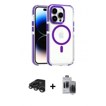 MARSİLYAN™- iPhone 15 Pro Max Kılıf Kozmos Doku Koleksiyonu - Siyah Vanessa Magic Hayalet Cam + Raze Metal Kamera Lens - TMGI