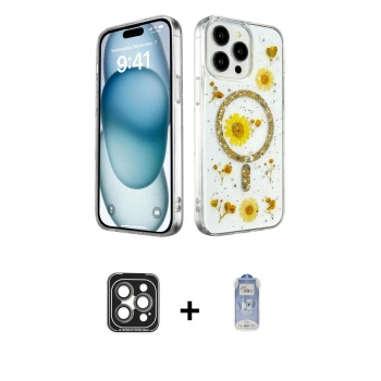 MARSİLYAN™- iPhone 15 Pro Max Kılıf Kozmos Doku - Siyah Joko Magic 5D Cam + PVD Metal Kamera Lens - GI