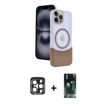 MARSİLYAN™- iPhone 15 Pro Max Kılıf Kozmos Form Özel Seri - Şeffaf 360 Full Body Arka Koruyucu + PVD Metal Kamera Lens - LT