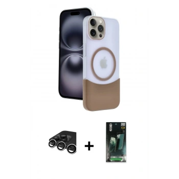 MARSİLYAN™- iPhone 15 Pro Max Kılıf Kozmos Form Özel Seri - Siyah 360 Mat Full Body Arka Koruyucu + Raze Metal Kamera Lens - GS