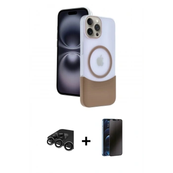 MARSİLYAN™- iPhone 15 Pro Max Kılıf Kozmos Form Özel Seri - Siyah 3D Antistatik Hayalet Cam Ekran Koruyucu + Raze Metal Kamera Lens - TMGI