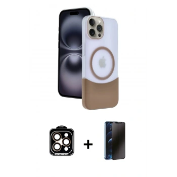 MARSİLYAN™- iPhone 15 Pro Max Kılıf Kozmos Form Özel Seri - Siyah 3D Antistatik Hayalet Cam Ekran Koruyucu + PVD Metal Kamera Lens - TU