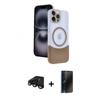 MARSİLYAN™- iPhone 15 Pro Max Kılıf Kozmos Form Özel Seri - Siyah 3D Antistatik Hayalet Cam Ekran Koruyucu + Raze Metal Kamera Lens - SH