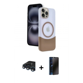 MARSİLYAN™- iPhone 15 Pro Max Kılıf Kozmos Form Özel Seri - Siyah 3D Antistatik Hayalet Cam Ekran Koruyucu + Raze Metal Kamera Lens - LT