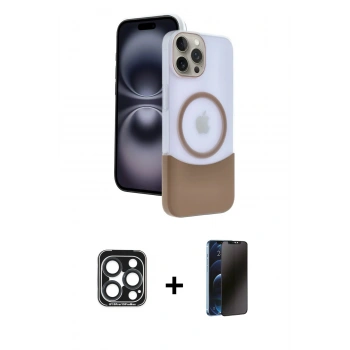 MARSİLYAN™- iPhone 15 Pro Max Kılıf Kozmos Form Özel Seri - Siyah 3D Antistatik Hayalet Cam Ekran Koruyucu + PVD Metal Kamera Lens - LT