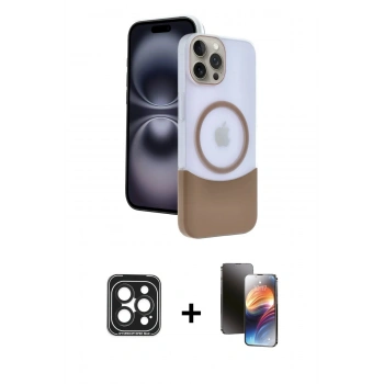 MARSİLYAN™- iPhone 15 Pro Max Kılıf Kozmos Form Özel Seri - Siyah 3D Antistatik Mat Seramik Nano Ekran Koruyucu + PVD Metal Kamera Lens - SH