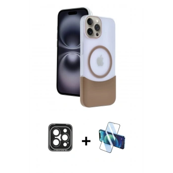 MARSİLYAN™- iPhone 15 Pro Max Kılıf Kozmos Form Özel Seri - Siyah 3D Antistatik Seramik Nano Ekran Koruyucu + PVD Metal Kamera Lens - SH