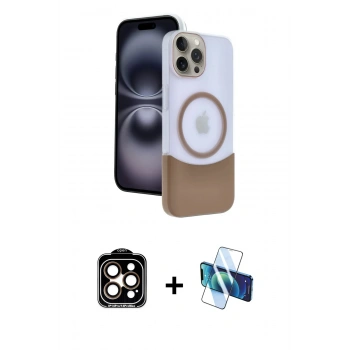 MARSİLYAN™- iPhone 15 Pro Max Kılıf Kozmos Form Özel Seri - Siyah 3D Antistatik Seramik Nano Ekran Koruyucu + PVD Metal Kamera Lens - TU