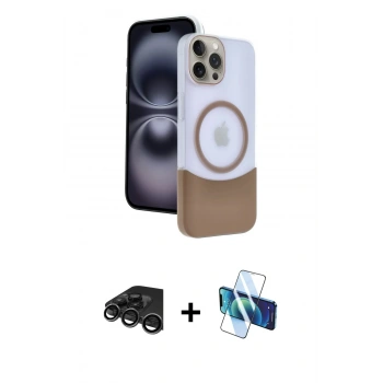 MARSİLYAN™- iPhone 15 Pro Max Kılıf Kozmos Form Özel Seri - Siyah 3D Antistatik Seramik Nano Ekran Koruyucu + Raze Metal Kamera Lens - TMGI
