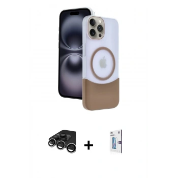 MARSİLYAN™- iPhone 15 Pro Max Kılıf Kozmos Form Özel Seri - Siyah Bilvis 0.18mm Plus Cam Ekran Koruyucu + Raze Metal Kamera Lens - GS