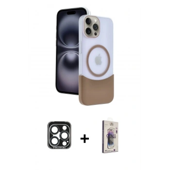 MARSİLYAN™- iPhone 15 Pro Max Kılıf Kozmos Form Özel Seri - Siyah Bilvis 3D Cam Ekran Koruyucu + PVD Metal Kamera Lens - LT