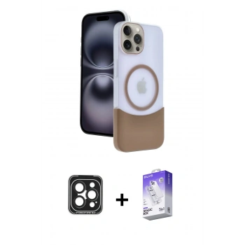 MARSİLYAN™- iPhone 15 Pro Max Kılıf Kozmos Form Özel Seri - Siyah Bilvis 5in1 3D Magic Cam Ekran Koruyucu + PVD Metal Kamera Lens - SH