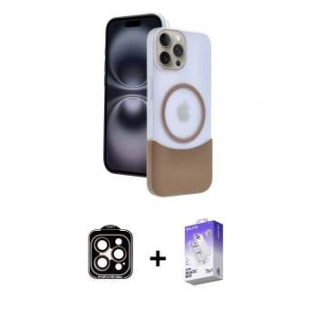 MARSİLYAN™- iPhone 15 Pro Max Kılıf Kozmos Form Özel Seri - Siyah Bilvis 5in1 3D Magic Cam Ekran Koruyucu + PVD Metal Kamera Lens - TU