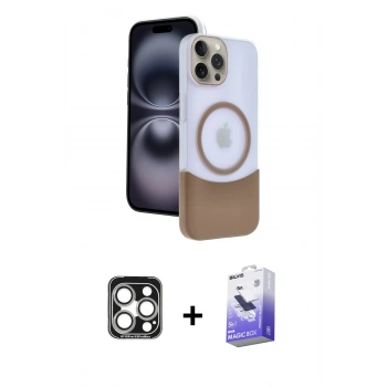 MARSİLYAN™- iPhone 15 Pro Max Kılıf Kozmos Form Özel Seri - Siyah Bilvis 5in1 5D Magic Hayalet Cam Ekran Koruyucu + PVD Metal Kamera Lens - GS
