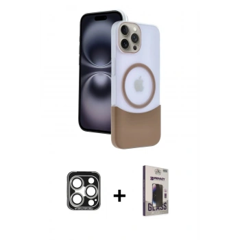 MARSİLYAN™- iPhone 15 Pro Max Kılıf Kozmos Form Özel Seri - Siyah Bilvis Hayalet Cam Ekran Koruyucu + PVD Metal Kamera Lens - GS