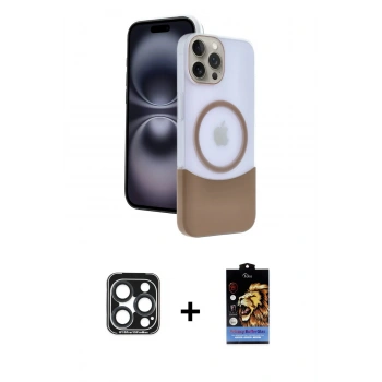 MARSİLYAN™- iPhone 15 Pro Max Kılıf Kozmos Form Özel Seri - Siyah Buffer Hayalet Cam Ekran Koruyucu + PVD Metal Kamera Lens - LT