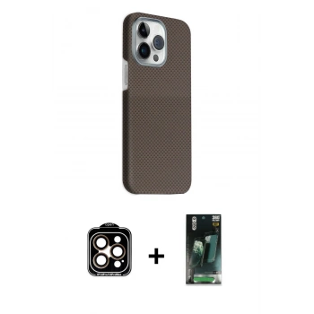 MARSİLYAN™- iPhone 15 Pro Max Kılıf Kozmos Klasik Prime - Şeffaf 360 Full Body Arka Koruyucu + PVD Metal Kamera Lens - TU