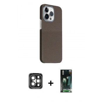 MARSİLYAN™- iPhone 15 Pro Max Kılıf Kozmos Klasik Prime - Siyah 360 Mat Full Body Arka Koruyucu + PVD Metal Kamera Lens - GI