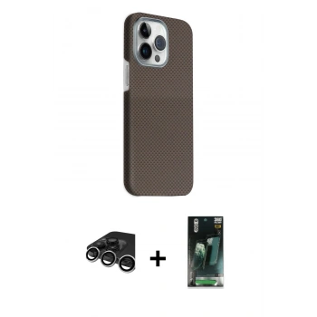MARSİLYAN™- iPhone 15 Pro Max Kılıf Kozmos Klasik Prime - Siyah 360 Mat Full Body Arka Koruyucu + Raze Metal Kamera Lens - GS