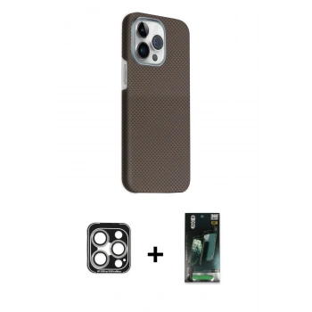 MARSİLYAN™- iPhone 15 Pro Max Kılıf Kozmos Klasik Prime - Siyah 360 Mat Full Body Arka Koruyucu + PVD Metal Kamera Lens - GS