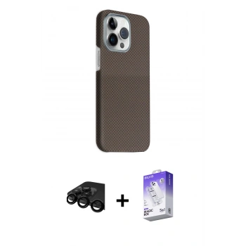 MARSİLYAN™- iPhone 15 Pro Max Kılıf Kozmos Klasik Prime - Siyah Bilvis 5in1 3D Magic Cam Ekran Koruyucu + Raze Metal Kamera Lens - SH