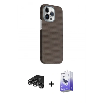 MARSİLYAN™- iPhone 15 Pro Max Kılıf Kozmos Klasik Prime - Siyah Bilvis 5in1 5D Magic Hayalet Cam Ekran Koruyucu + Raze Metal Kamera Lens - GS