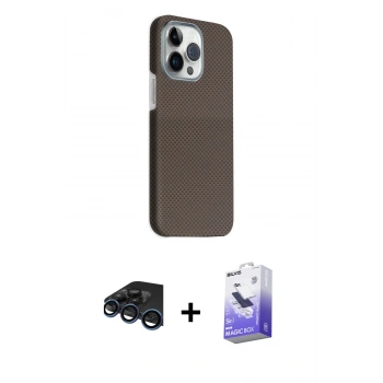 MARSİLYAN™- iPhone 15 Pro Max Kılıf Kozmos Klasik Prime - Siyah Bilvis 5in1 5D Magic Hayalet Cam Ekran Koruyucu + Raze Metal Kamera Lens - LT