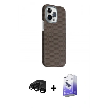 MARSİLYAN™- iPhone 15 Pro Max Kılıf Kozmos Klasik Prime - Siyah Bilvis 5in1 5D Magic Hayalet Cam Ekran Koruyucu + Raze Metal Kamera Lens - SH