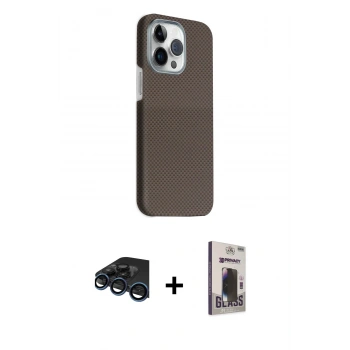MARSİLYAN™- iPhone 15 Pro Max Kılıf Kozmos Klasik Prime - Siyah Bilvis Hayalet Cam Ekran Koruyucu + Raze Metal Kamera Lens - LT